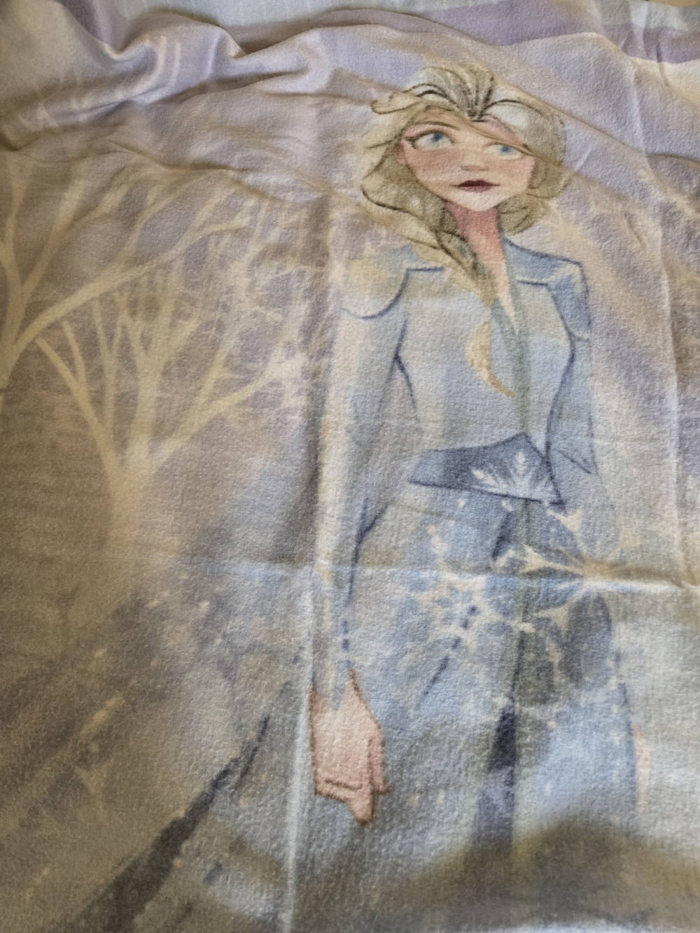 Elsa-Themed Blue Cream Frozen Character Throw Blanket
